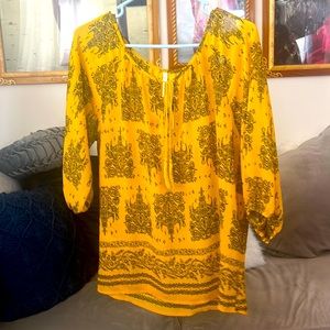 Yellow with black prints blouse